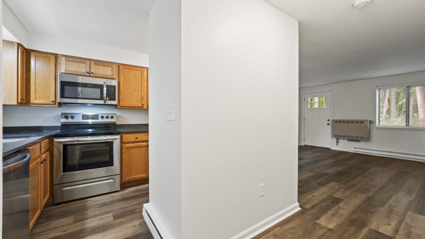 Interior view of the renovated 2-bedroom rental apartment at 255 Main St in the Village of Corinth, NY with updated finishes and comfortable living space.