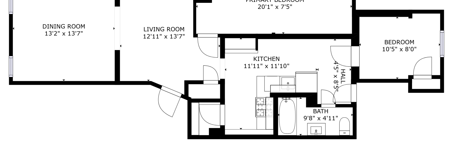 Interior view of the modern 2-bedroom rental apartment at 42-44 Saratoga Ave #2W in Mechanicville, NY featuring updated finishes and spacious living areas.