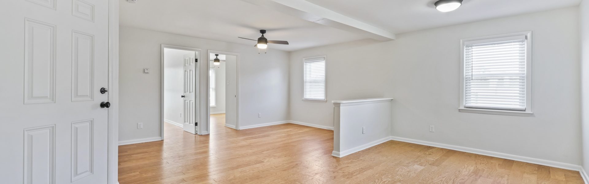 Interior view of a modern 2-bedroom plus office rental apartment at 42-44 Saratoga Ave #3W in Mechanicville, NY featuring updated finishes and a dedicated workspace.