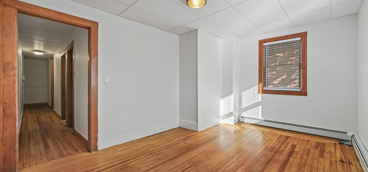 Interior view of a freshly updated 1-bedroom apartment at 33 Franklin St #3 in downtown Saratoga Springs, NY with modern finishes and walkable access to shops and dining.