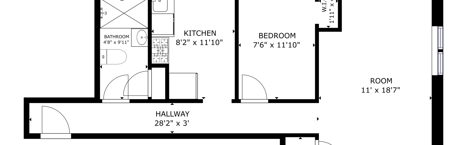 Interior view of a freshly updated 1-bedroom apartment at 33 Franklin St #3 in downtown Saratoga Springs, NY with modern finishes and walkable access to shops and dining.