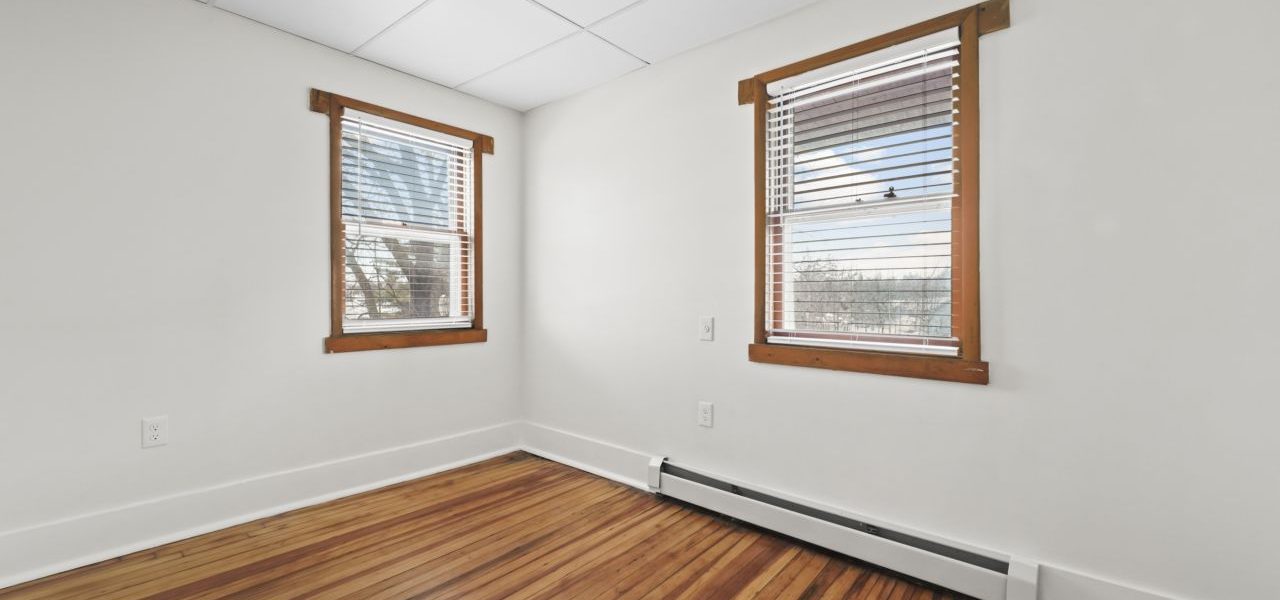 Interior view of a freshly renovated 2-bedroom apartment at 33 Franklin St #8 in downtown Saratoga Springs, NY with modern finishes and walkable access to local amenities.