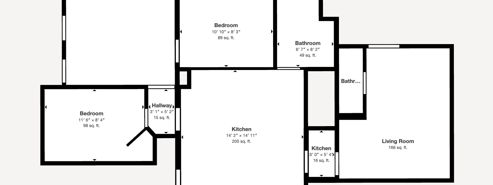 Interior view of a newly renovated 2-bedroom apartment at 58 Lincoln Ave #2 in Saratoga Springs, NY, featuring a balcony, dedicated office space, and modern finishes.
